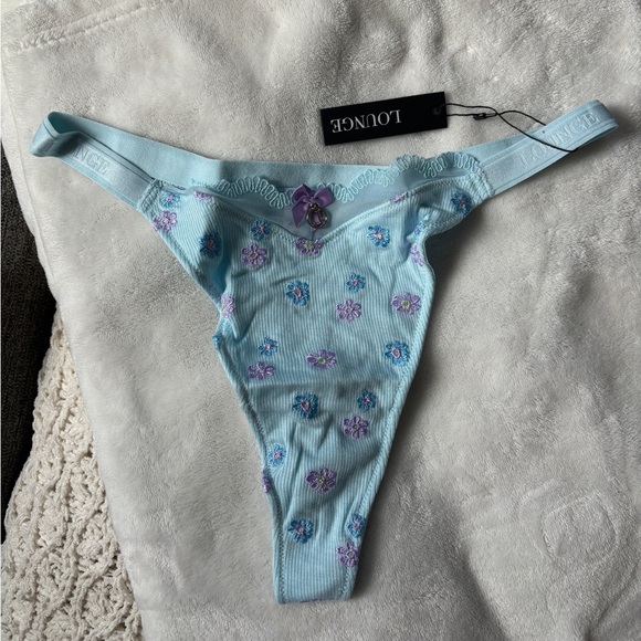 🩵 Lounge Ribbed Floral Triangle Thong 🩵 - Picture 5 of 7